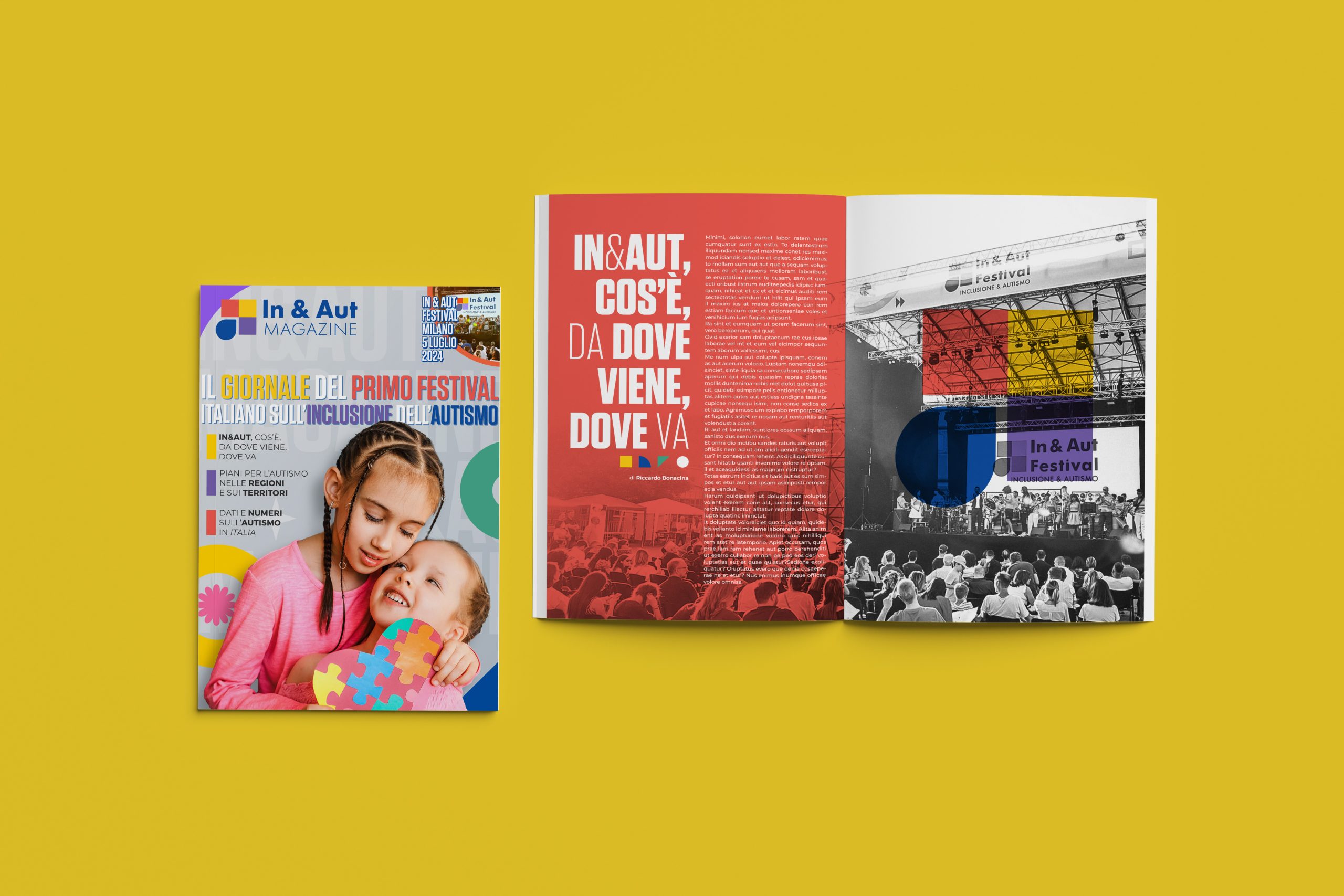 In & Aut Magazine: copertina e pagine interne del giornale del festival